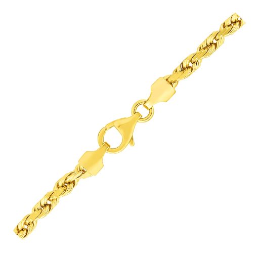 10k Yellow Gold Solid Diamond Cut Rope Bracelet (3.50 mm) - Image 2