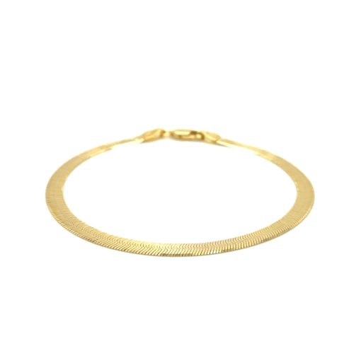 4.0mm 14k Yellow Gold Super Flex Herringbone Bracelet - Image 2
