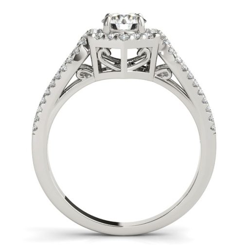14k White Gold Diamond Engagement Ring with Hexagon Halo Border (7/8 cttw) - Image 2