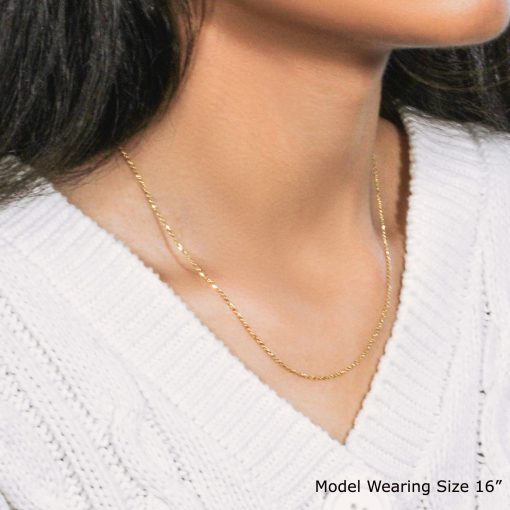 18k Yellow Gold Diamond Cut Cable Link Chain (1.10 mm) - Image 2
