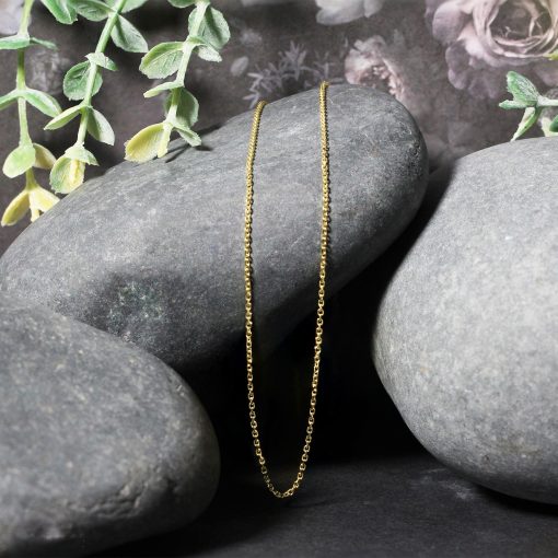 18k Yellow Gold Diamond Cut Cable Link Chain (1.10 mm) - Image 4
