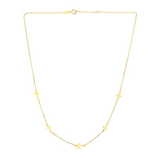 14k Yellow Gold Chain Necklace with Cross Stations - Image 2