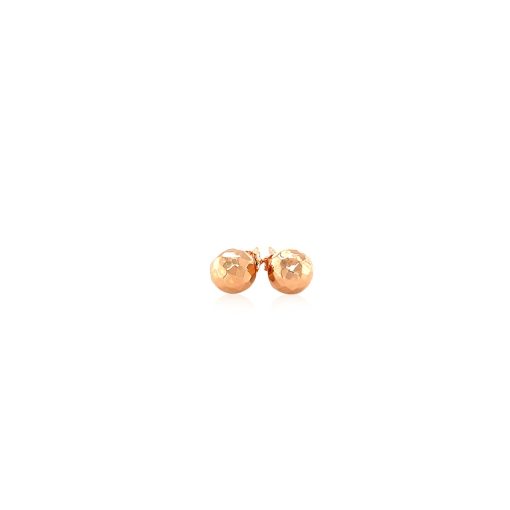 14k Rose Gold Round Faceted Style Stud Earrings(7mm) - Image 2