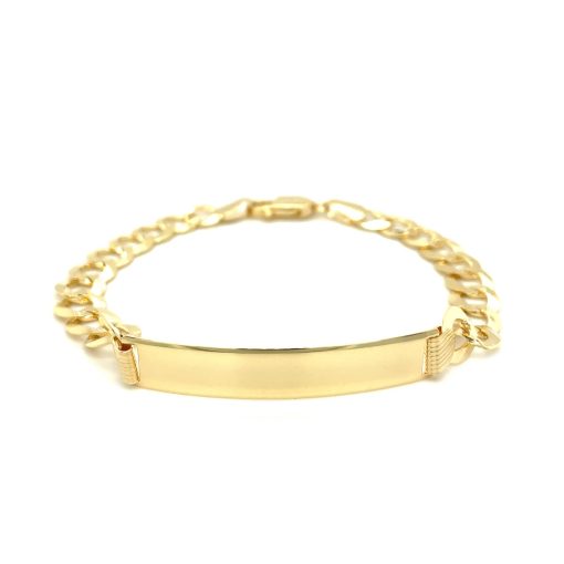 14k Yellow Gold 8 1/2 inch Mens Curb Chain ID Bracelet (8.30 mm) - Image 2