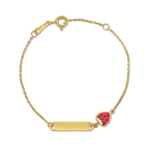 14k Yellow Gold Strawberry Childrens Bracelet (1.00 mm) - Image 2