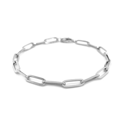 14K White Gold Bold Paperclip Chain Bracelet - Image 2