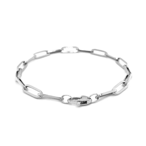 14K White Gold Bold Paperclip Chain Bracelet - Image 3