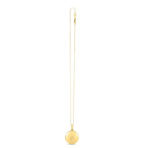 14k Yellow Gold Round North Star Locket Necklace - Image 2