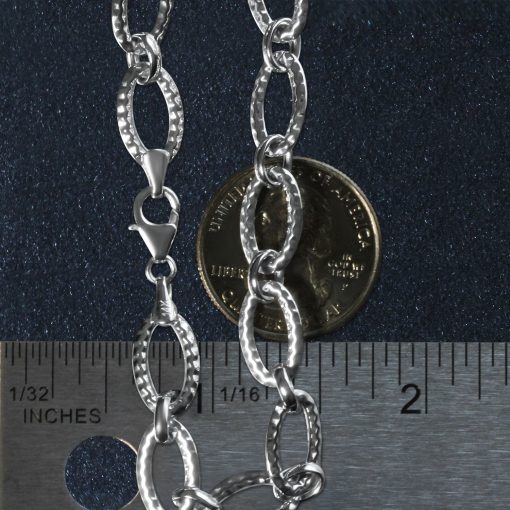 Textured Oval Link Bracelet in 14k White Gold (8.60 mm) - Image 5