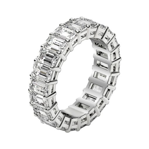 Emerald Cut Lab Grown Diamond Eternity Ring in 14k White Gold (2 cttw FG/VS2) - Image 4