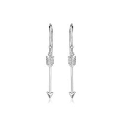 Sterling Silver Polished and Textured Arrow Earrings