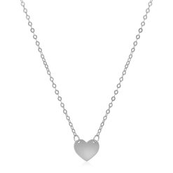 14k White Gold Polished Mini Heart Necklace