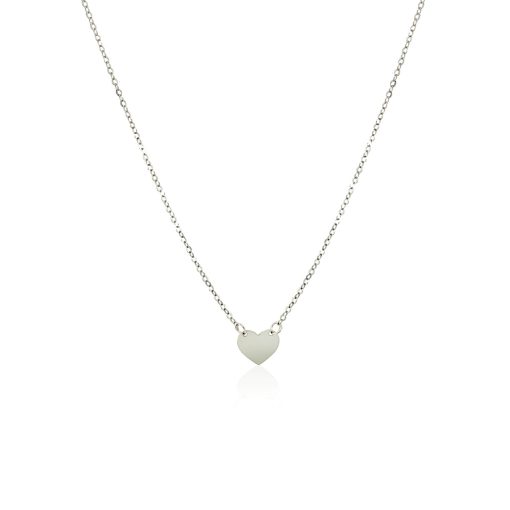 14k White Gold Polished Mini Heart Necklace - Image 2