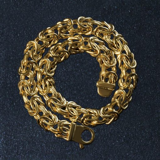 10k Yellow Gold Byzantine Design Chain Bracelet (7.00 mm) - Image 4