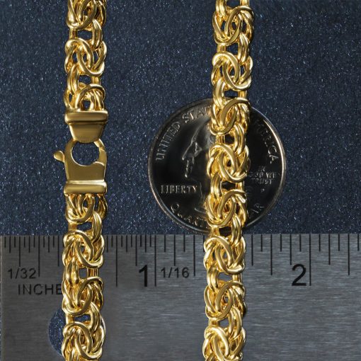 10k Yellow Gold Byzantine Design Chain Bracelet (7.00 mm) - Image 5