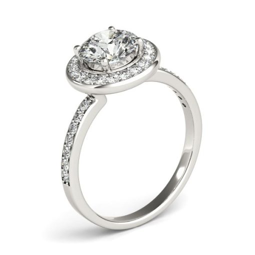 14k White Gold Round Halo Diamond Engagement Ring (1 1/2 cttw) - Image 3