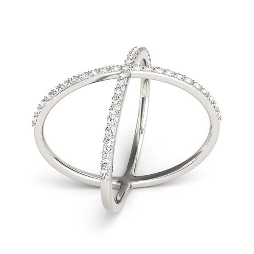 14k White Gold X Style Thin Ring with Diamonds (1/2 cttw) - Image 3