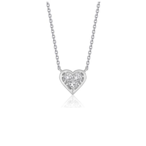 Diamond Heart Design Pendant in 14k White Gold