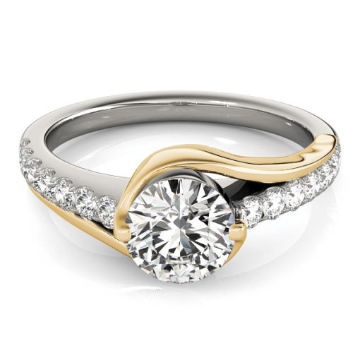 14k Two Tone Gold Split Shank Style Diamond Engagement Ring (1 1/4 cttw) - Image 2