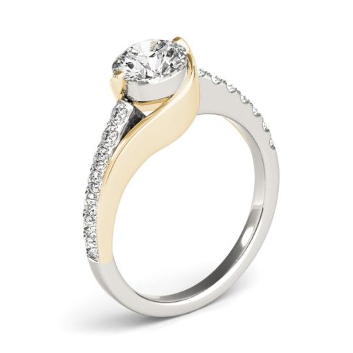 14k Two Tone Gold Split Shank Style Diamond Engagement Ring (1 1/4 cttw) - Image 4