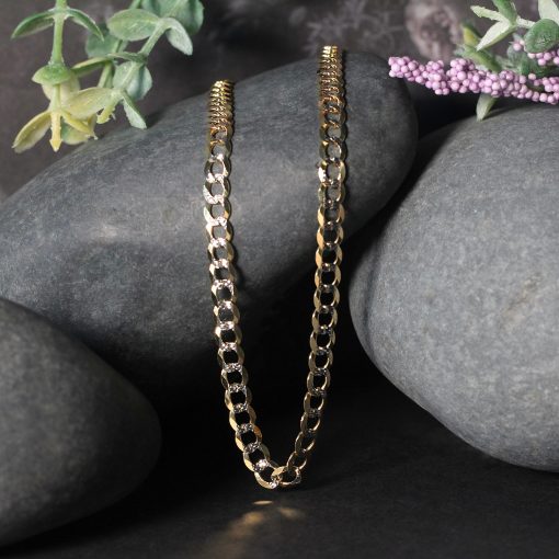 14k Two Tone Gold Pave Curb Chain (4.60 mm) - Image 3