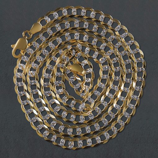 14k Two Tone Gold Pave Curb Chain (4.60 mm) - Image 5