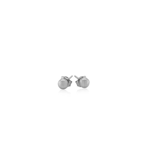 14k White Gold Round Stud Earrings (4mm) - Image 2