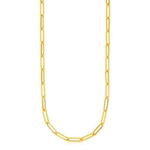 14k Yellow Gold Textured Paperclip Chain (3.50 mm) - Image 2