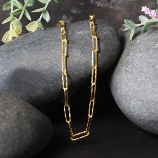 14k Yellow Gold Textured Paperclip Chain (3.50 mm) - Image 3