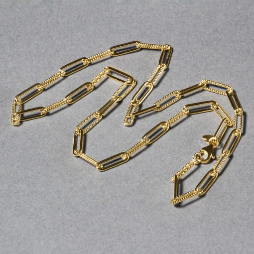 14k Yellow Gold Textured Paperclip Chain (3.50 mm) - Image 4