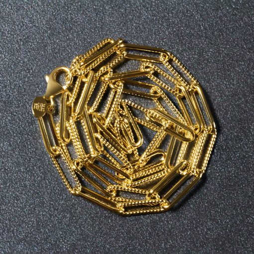 14k Yellow Gold Textured Paperclip Chain (3.50 mm) - Image 5