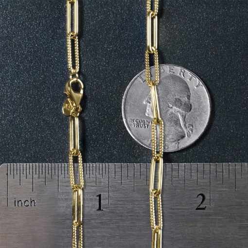 14k Yellow Gold Textured Paperclip Chain (3.50 mm) - Image 6