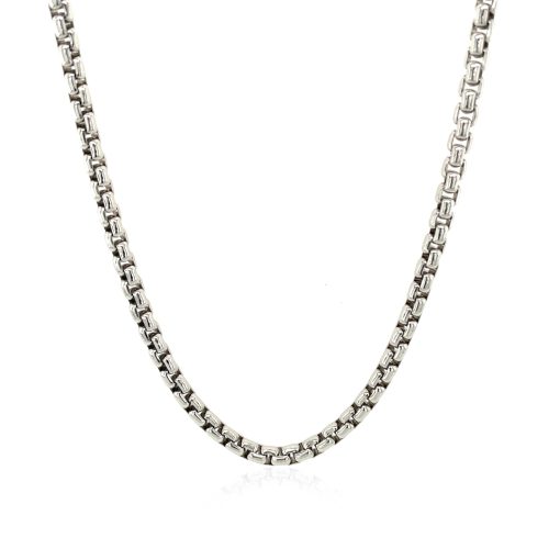Sterling Silver Rhodium Plated Round Box Chain (3.00 mm) - Image 2