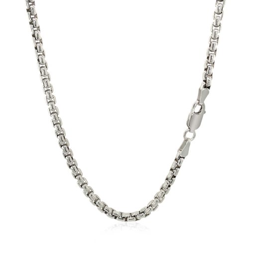 Sterling Silver Rhodium Plated Round Box Chain (3.00 mm) - Image 3