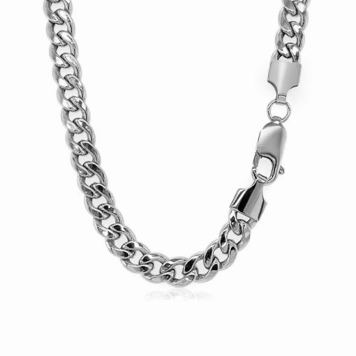 14k White Gold Miami Cuban Semi Solid Chain (5.50 mm) - Image 3