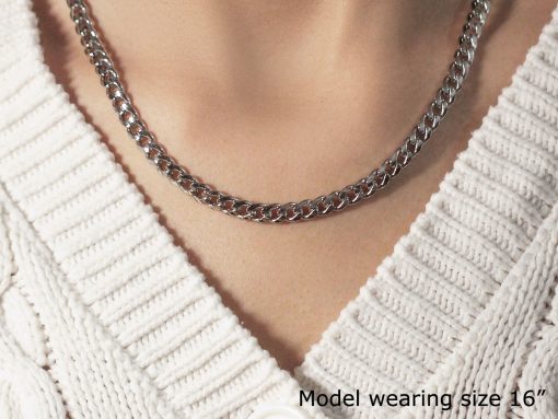 14k White Gold Miami Cuban Semi Solid Chain (5.50 mm) - Image 4