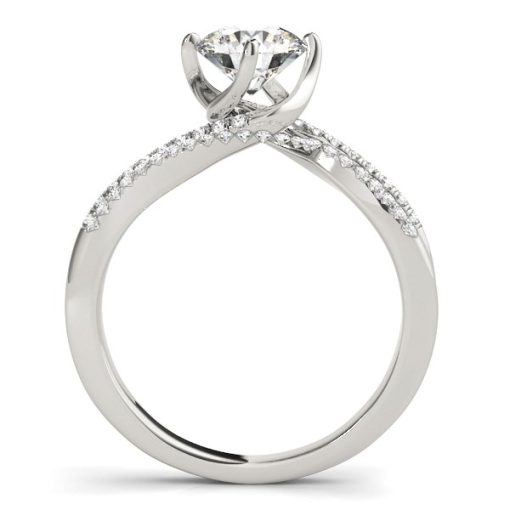14k White Gold Spiral Design Pronged Diamond Engagement Ring (1 1/8 cttw) - Image 2