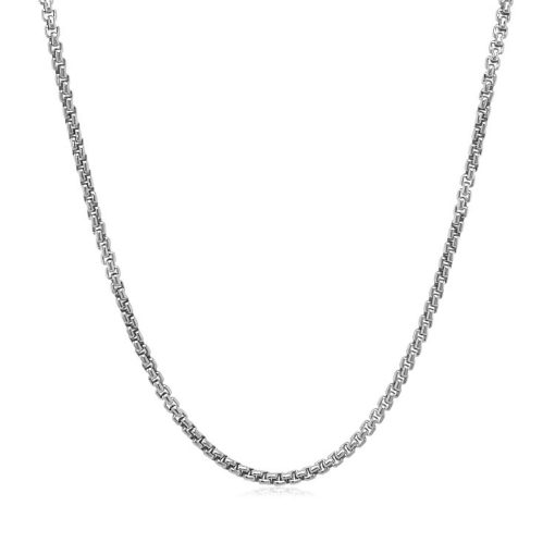 14k White Gold Solid Round Box Chain (1.60 mm) - Image 2