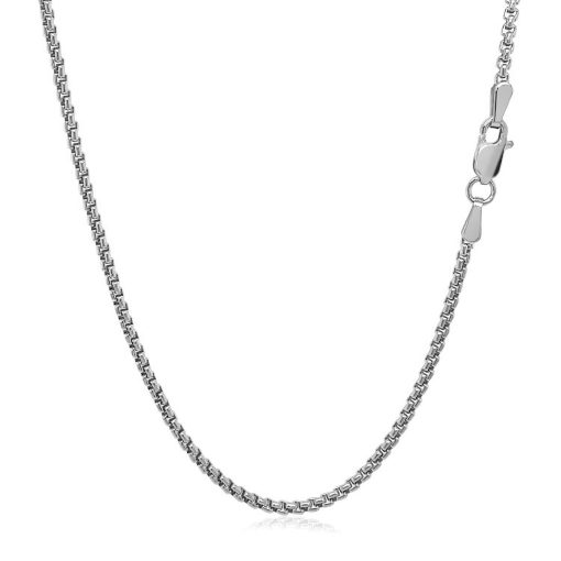 14k White Gold Solid Round Box Chain (1.60 mm) - Image 3