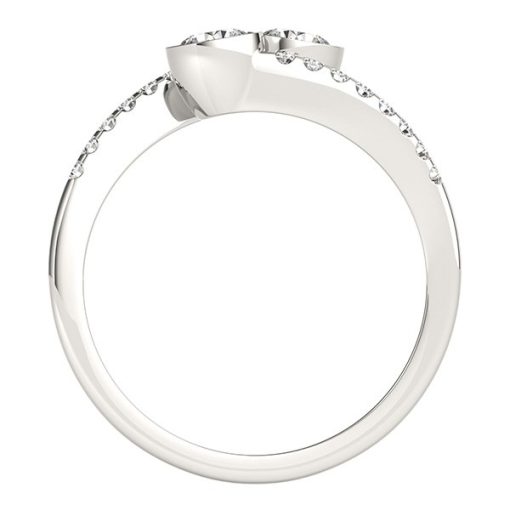 14k White Gold Round Bezel Setting Two Stone Diamond Ring (5/8 cttw) - Image 2