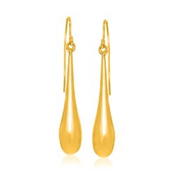 14k Yellow Gold Long Polished Teardrop Dangling Earrings