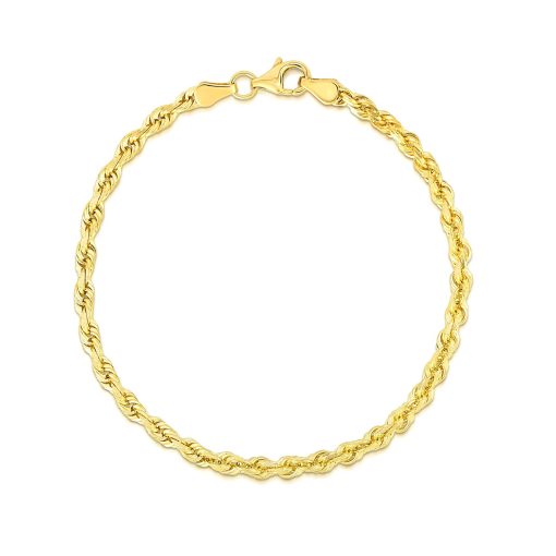 10k Yellow Gold Solid Diamond Cut Rope Bracelet (4.00 mm) - Image 2