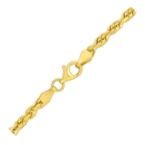 10k Yellow Gold Solid Diamond Cut Rope Bracelet (4.00 mm) - Image 3