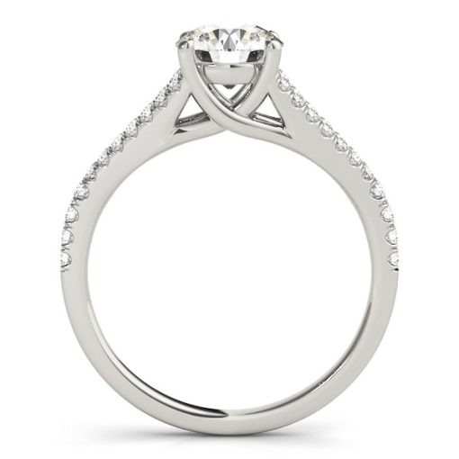 14k White Gold Split Shank Round Pronged Diamond Engagement Ring (1 1/8 cttw) - Image 2