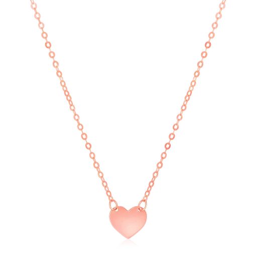 14k Rose Gold Polished Mini Heart Necklace