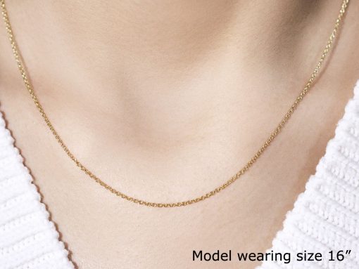 14k Yellow Gold Round Cable Link Chain (1.30 mm) - Image 4