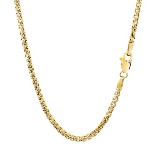 14k Yellow Gold Solid Round Box Chain (2.50 mm) - Image 3