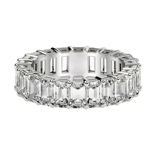 Emerald Cut Lab Grown Diamond Eternity Ring in 14k White Gold (4 cttw FG/VS2) - Image 2