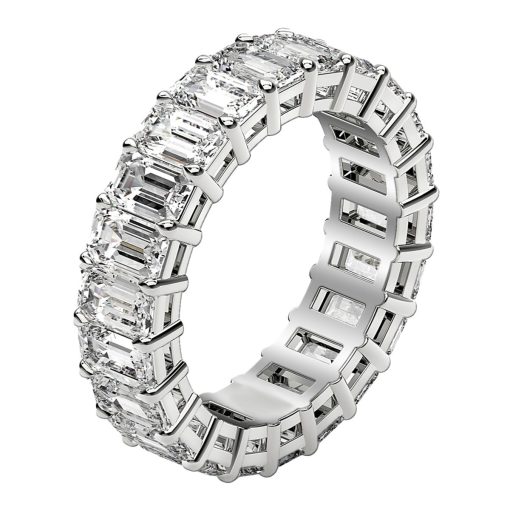Emerald Cut Lab Grown Diamond Eternity Ring in 14k White Gold (4 cttw FG/VS2) - Image 4