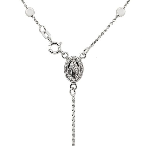Polished Rosary Chain and Bead Necklace in Sterling Silver - Image 2